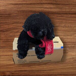 Eddie Bauer 2007 Black Plush Dog Red Scarf 12"Stuffed Animal toy Lavador Lab